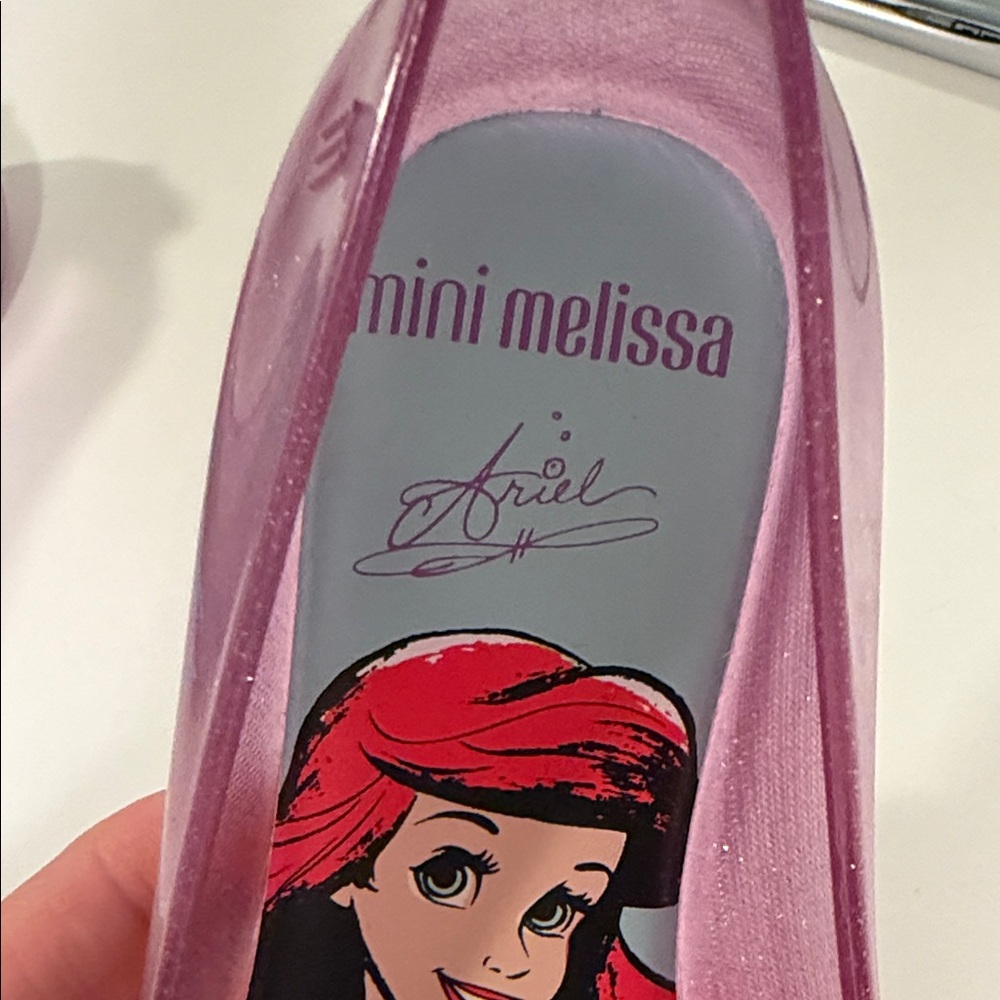 Mini Melissa Sparkle Pink Jelly Flats with Mermaid Shell Detail - Picture 4 of 4